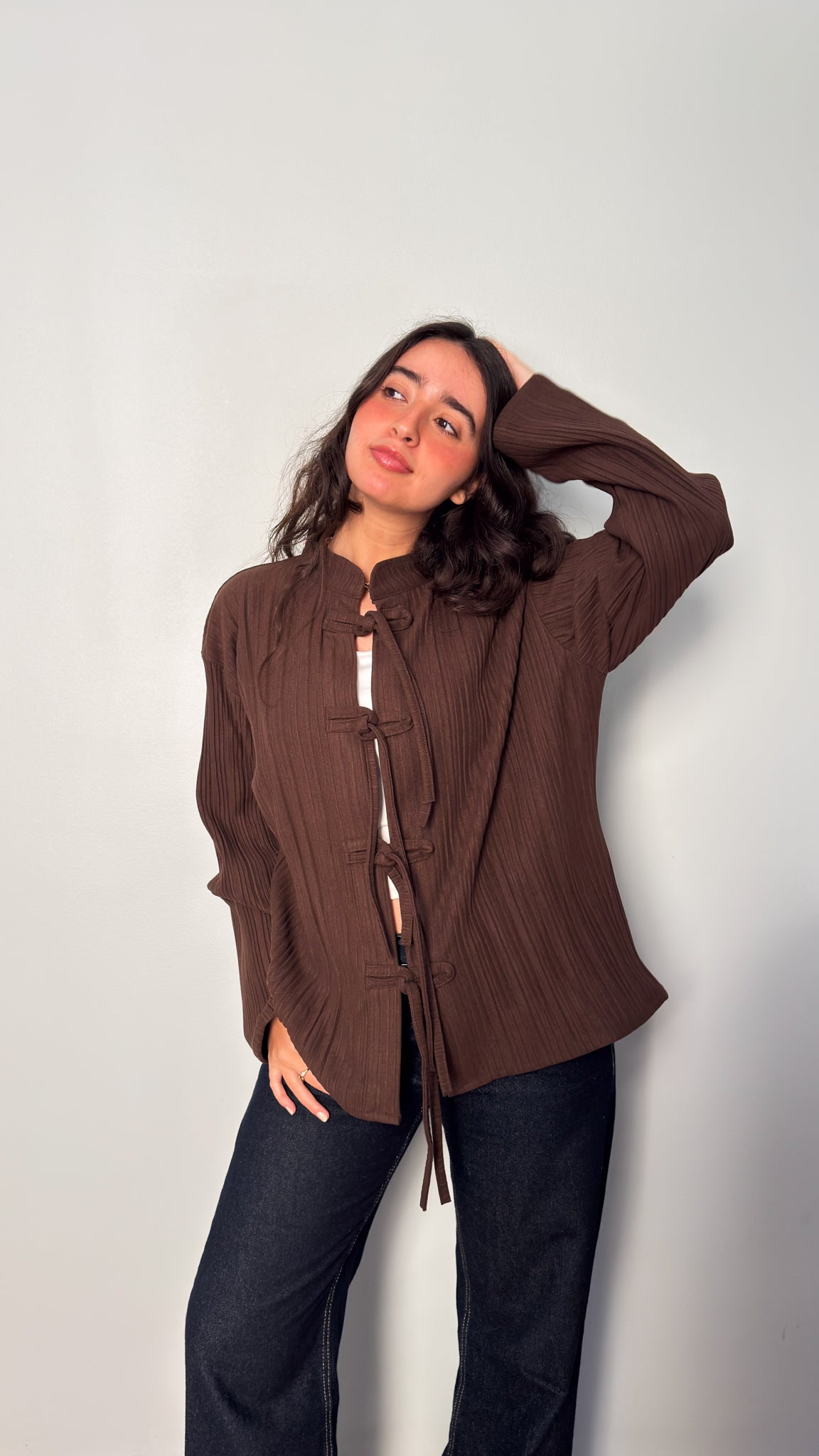 Layali – Pleated Blouse in brown