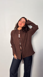 Layali – Pleated Blouse in brown
