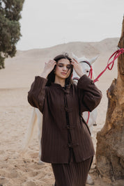 Layali – Pleated Blouse in brown