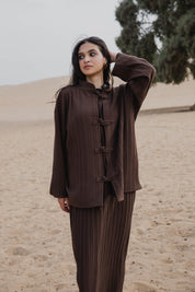 Layali – Pleated Blouse in brown