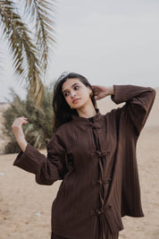 Layali – Pleated Blouse in brown