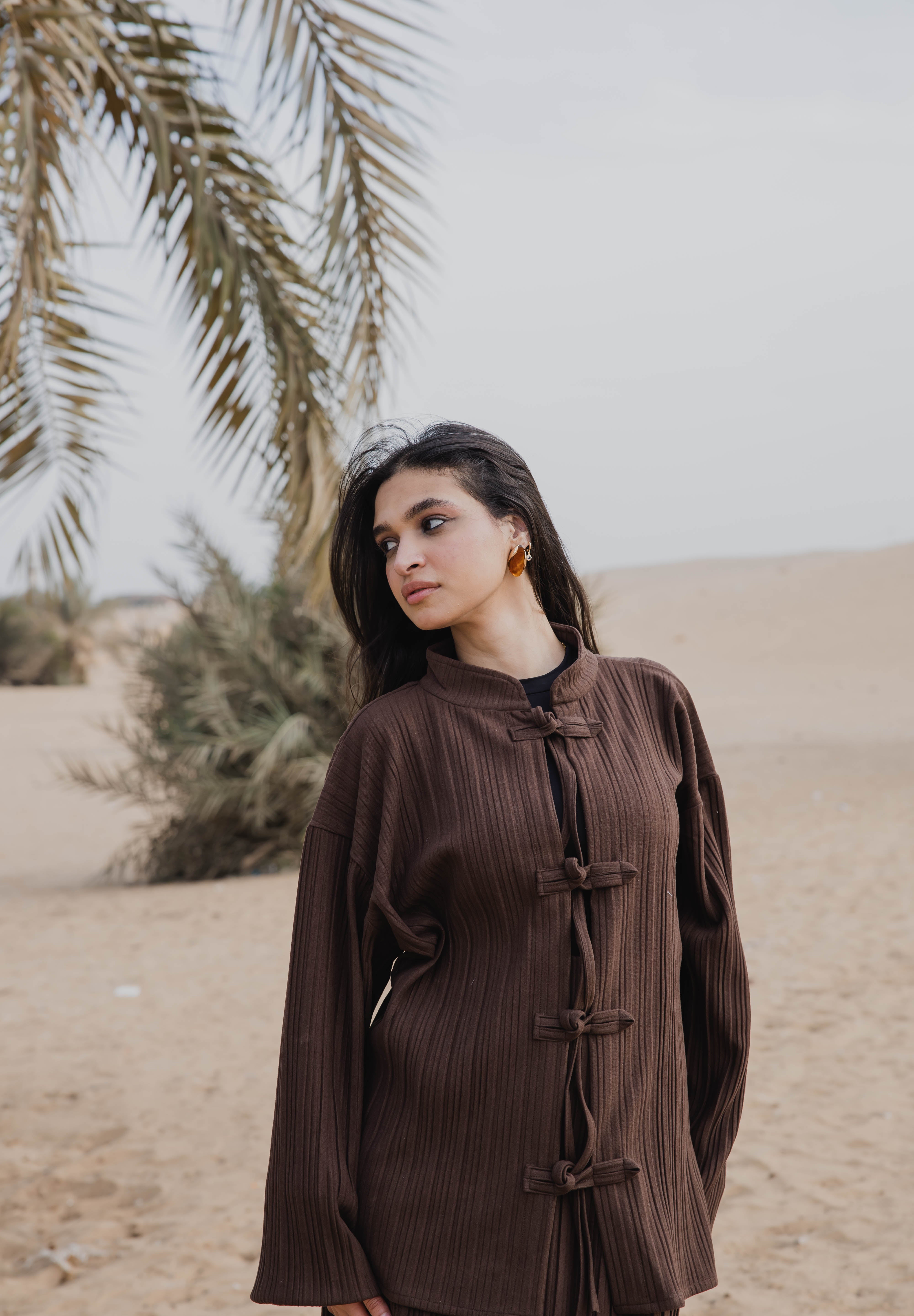 Layali – Pleated Blouse in brown