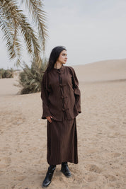 Layali – Pleated Set In Brown