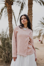 Side-Buttoned Cardigan peachy