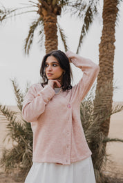 Side-Buttoned Cardigan peachy