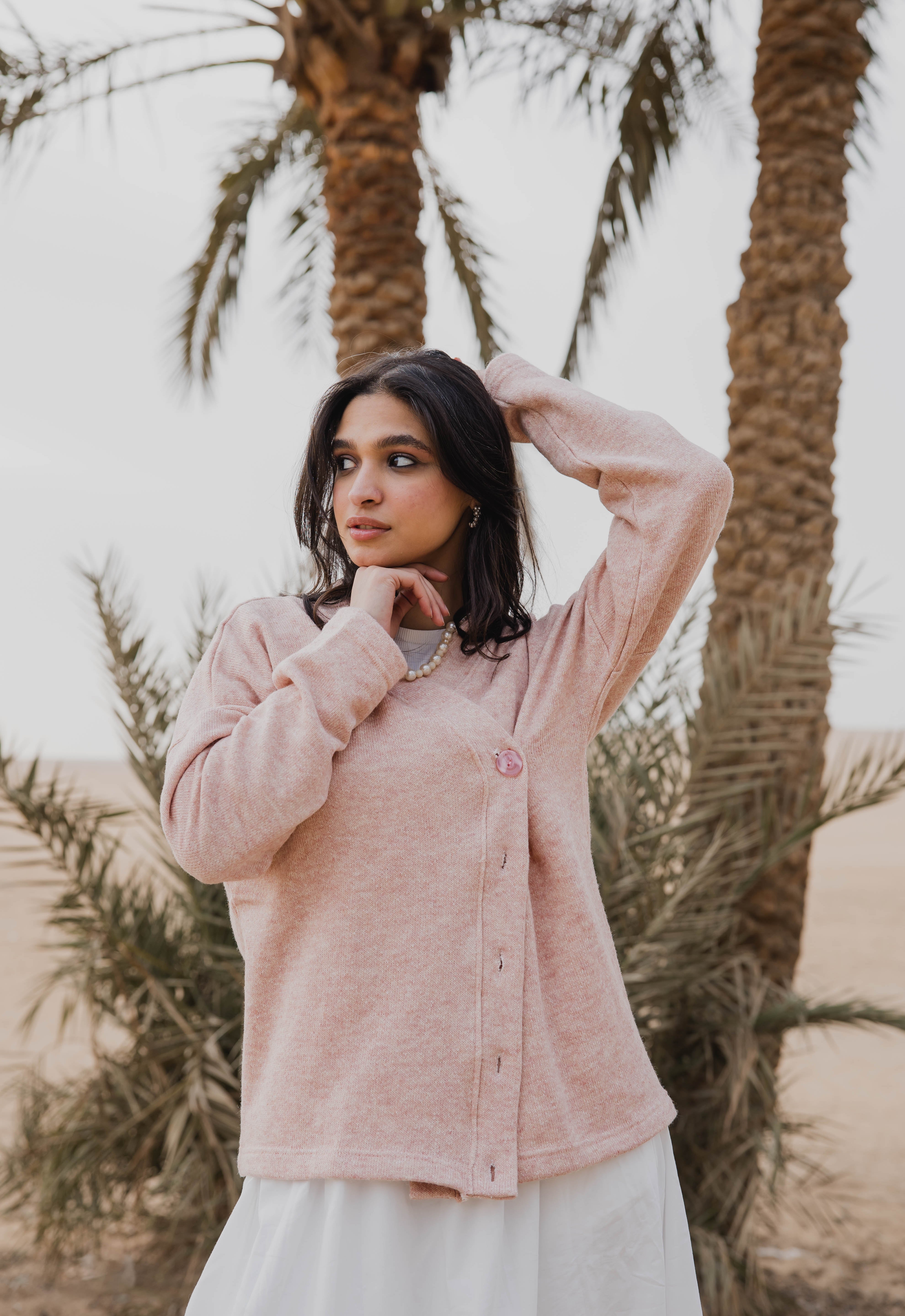 Side-Buttoned Cardigan peachy