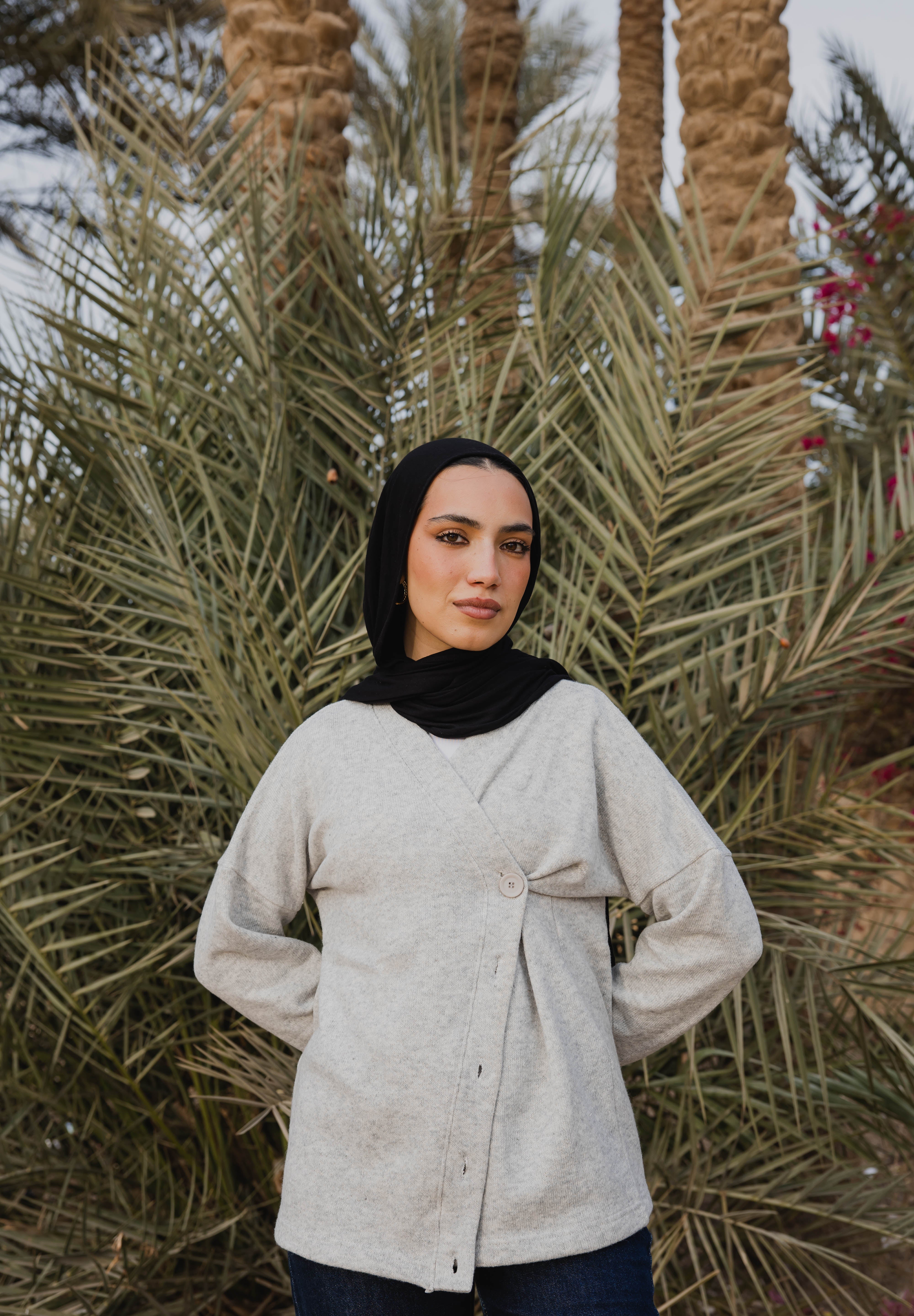 Side-Buttoned Cardigan Grey