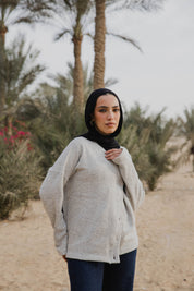 Side-Buttoned Cardigan Grey