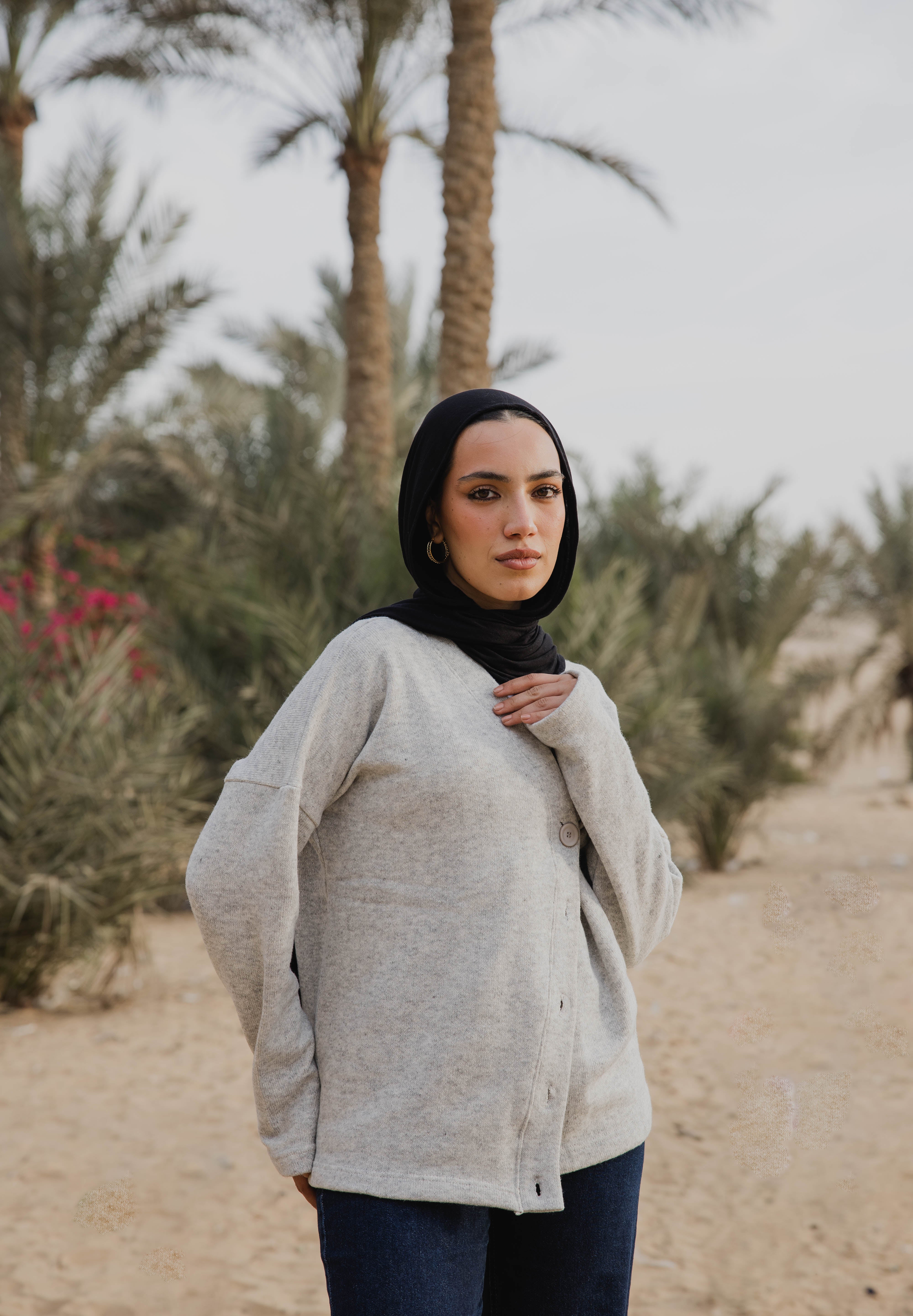 Side-Buttoned Cardigan Grey