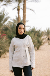 Side-Buttoned Cardigan Grey