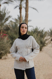 Side-Buttoned Cardigan Grey