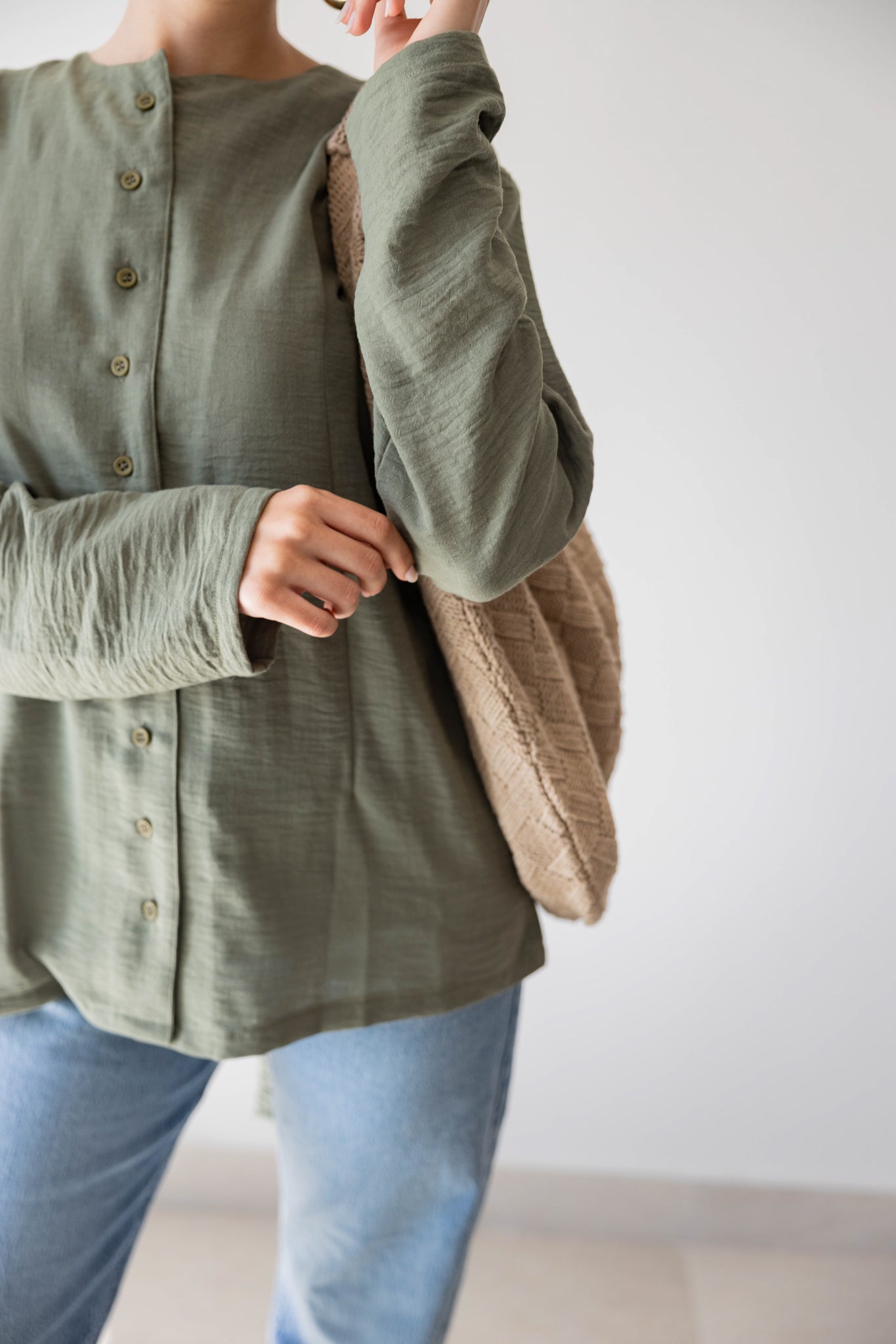 Olive Buttoned Linen Shirt