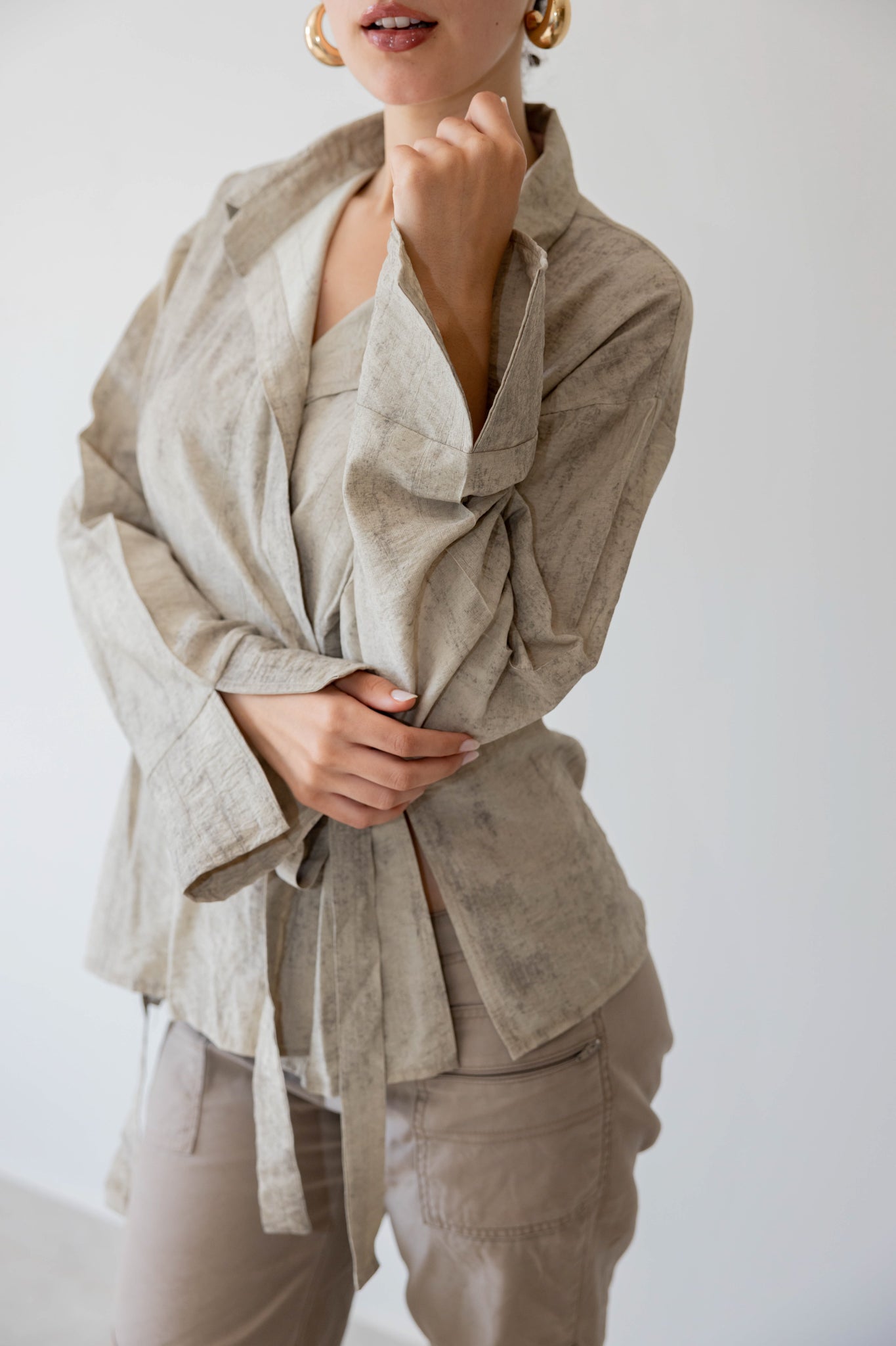 Marble Cross Shirt In Sand Beige