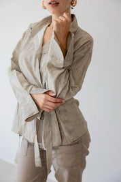 Marble Cross Shirt In Sand Beige