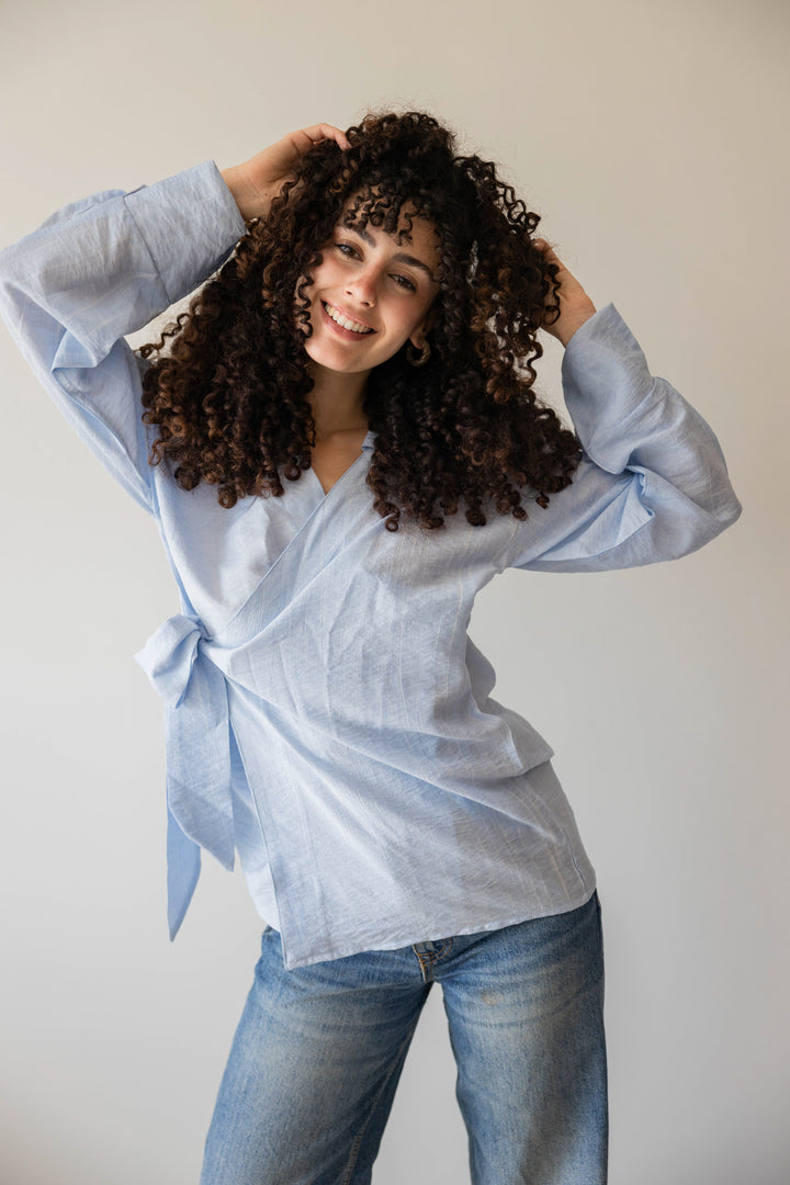 Wrap Shirt In Light Blue