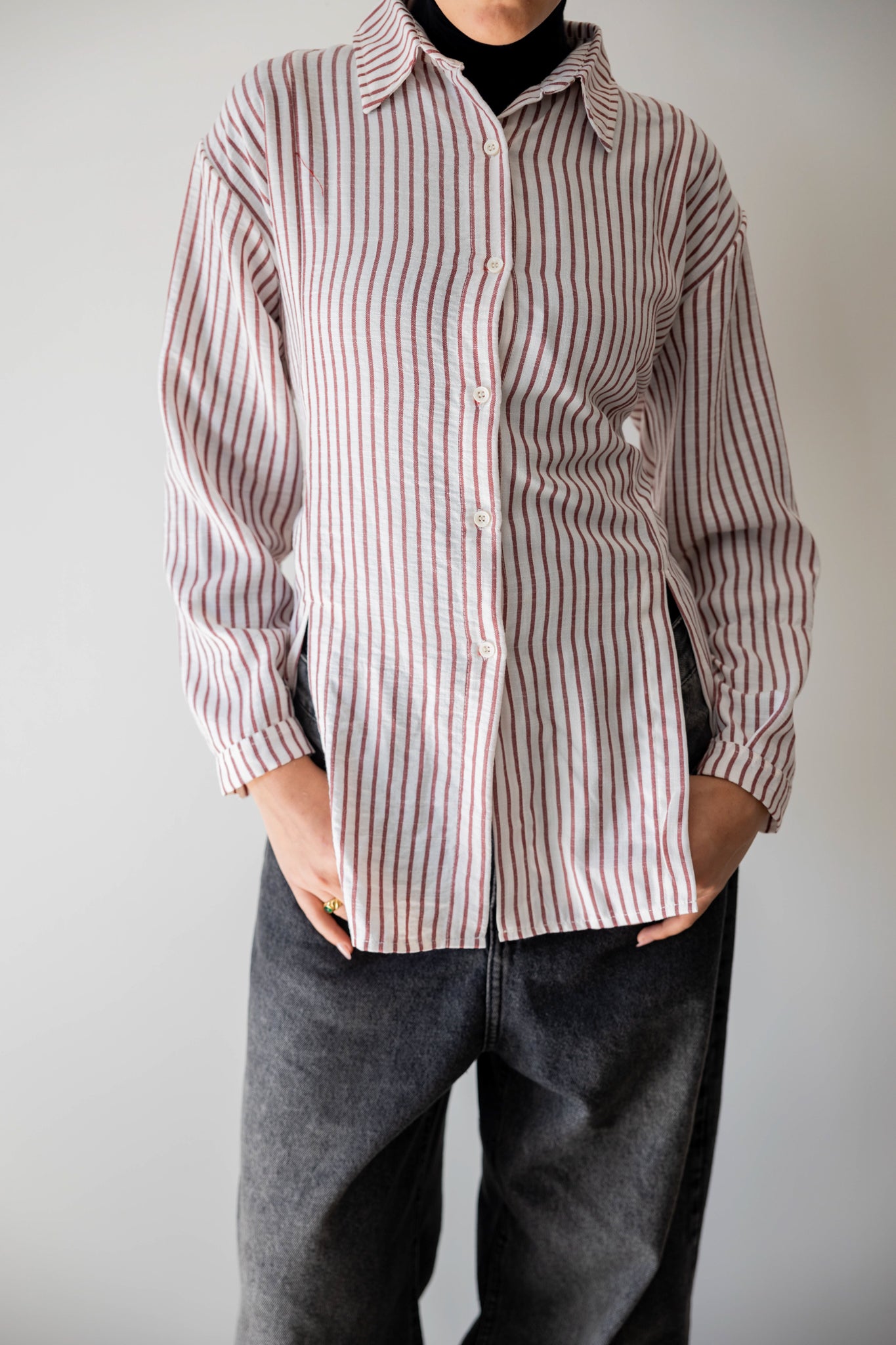 Strippy Shirt In Maroon