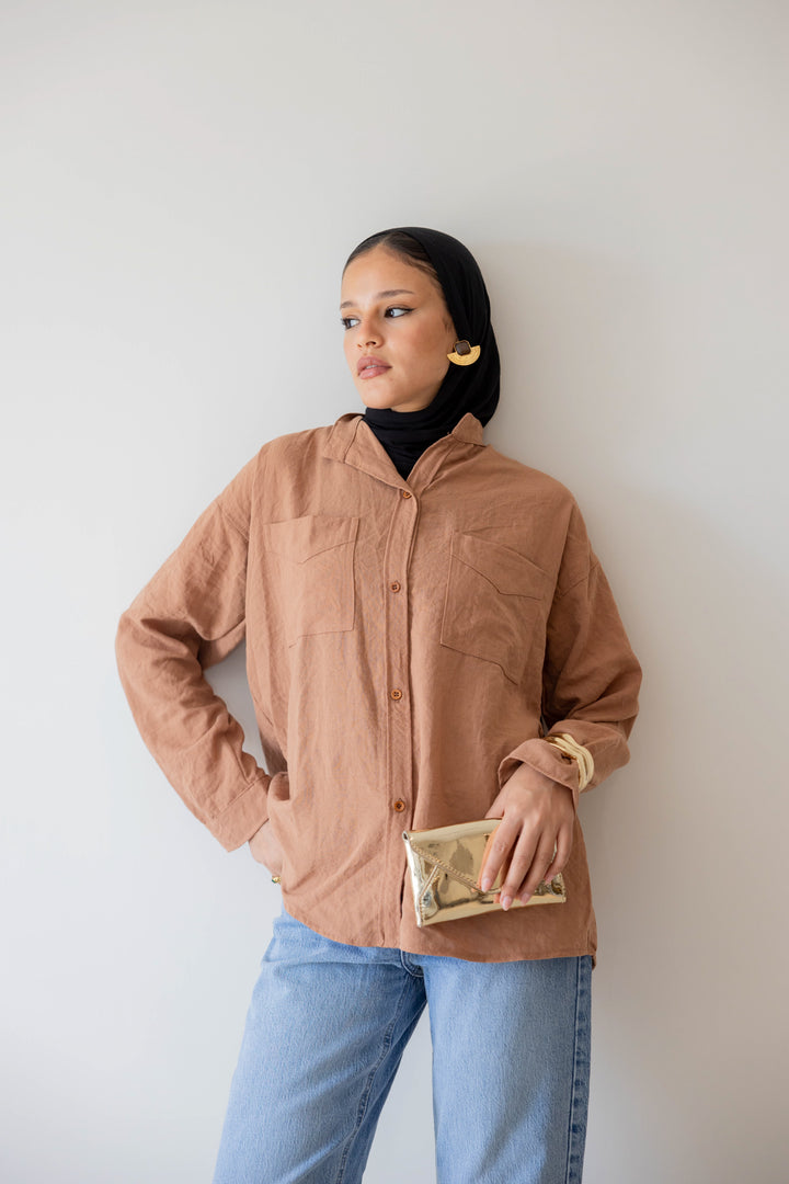 The Linen Shirt In caramel