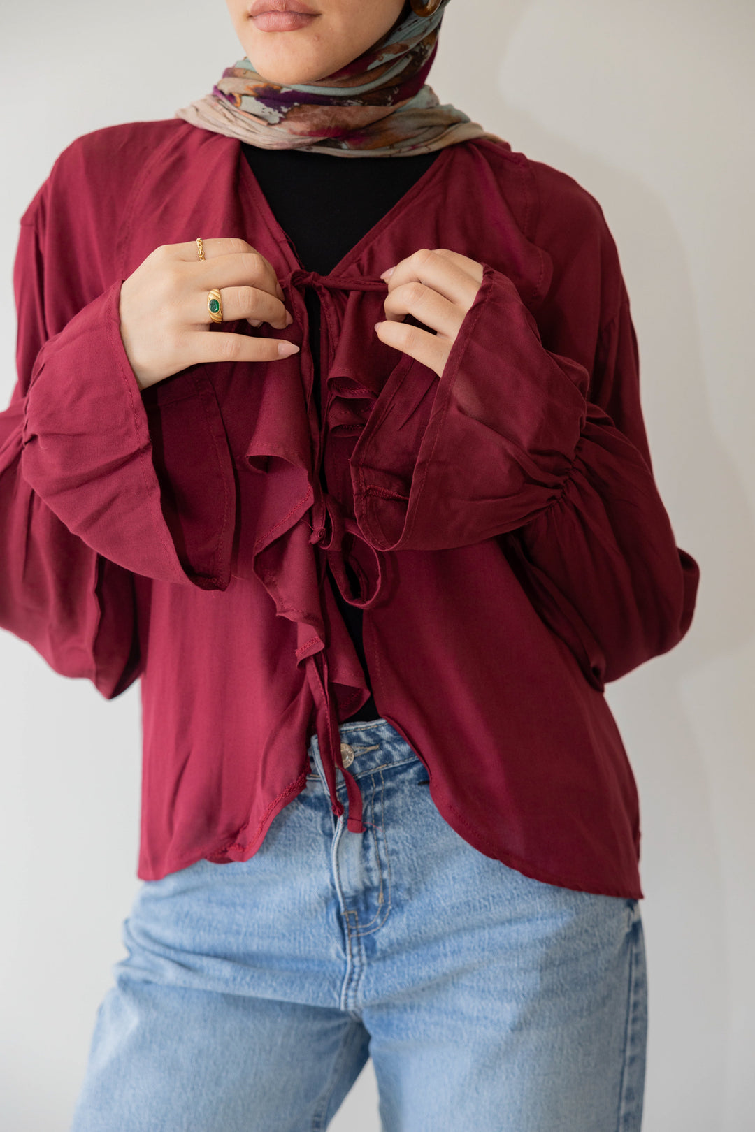 Maroon Ruffle Blouse