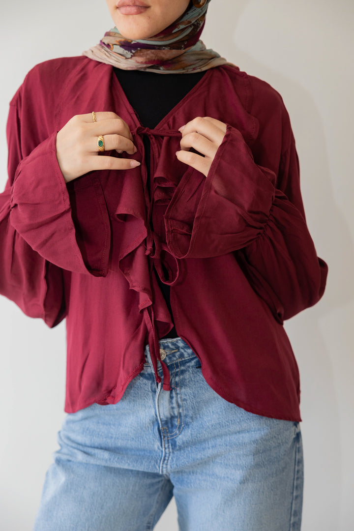Maroon Ruffle Blouse