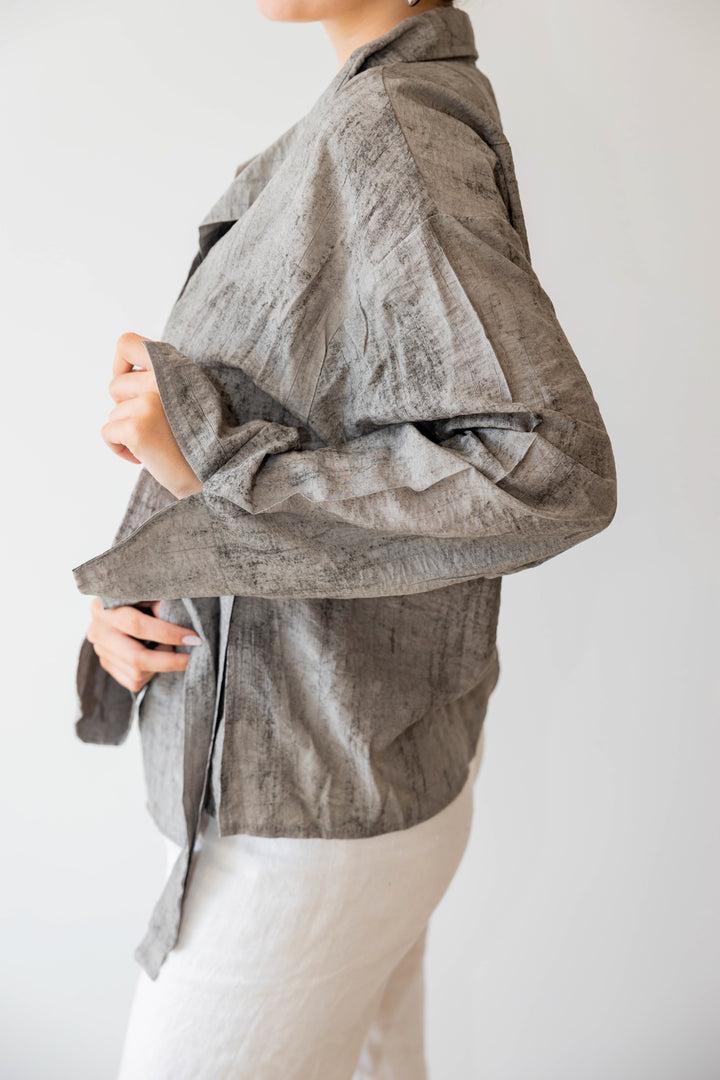 Marble Cross Shirt In Stone Grey
