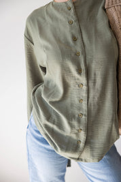 Olive Buttoned Linen Shirt