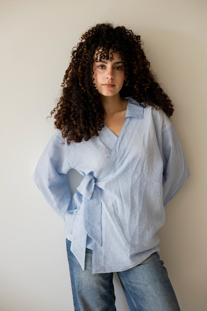 Wrap Shirt In Light Blue