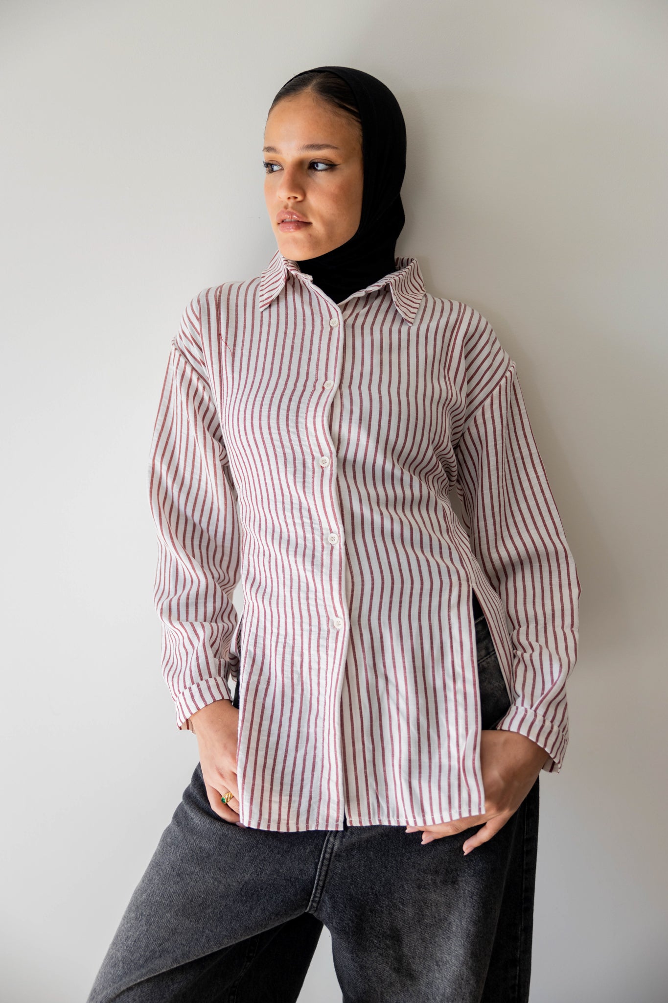 Strippy Shirt In Maroon