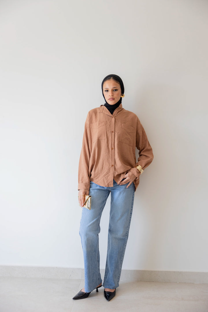 The Linen Shirt In caramel