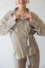 Marble Cross Shirt In Sand Beige