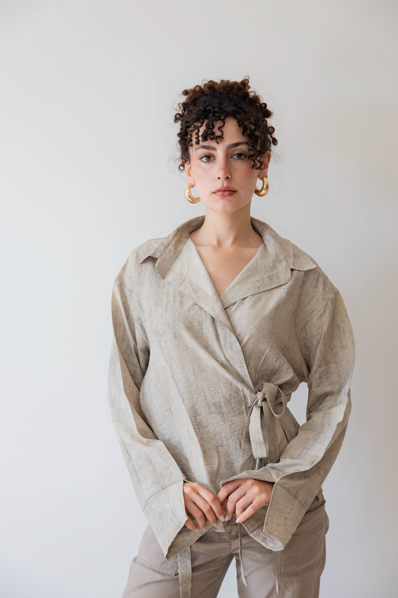 Marble Cross Shirt In Sand Beige