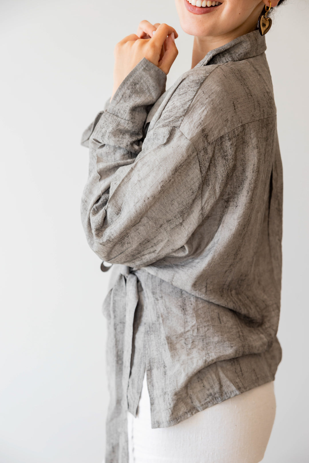Marble Cross Shirt In Stone Grey
