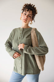 Olive Buttoned Linen Shirt