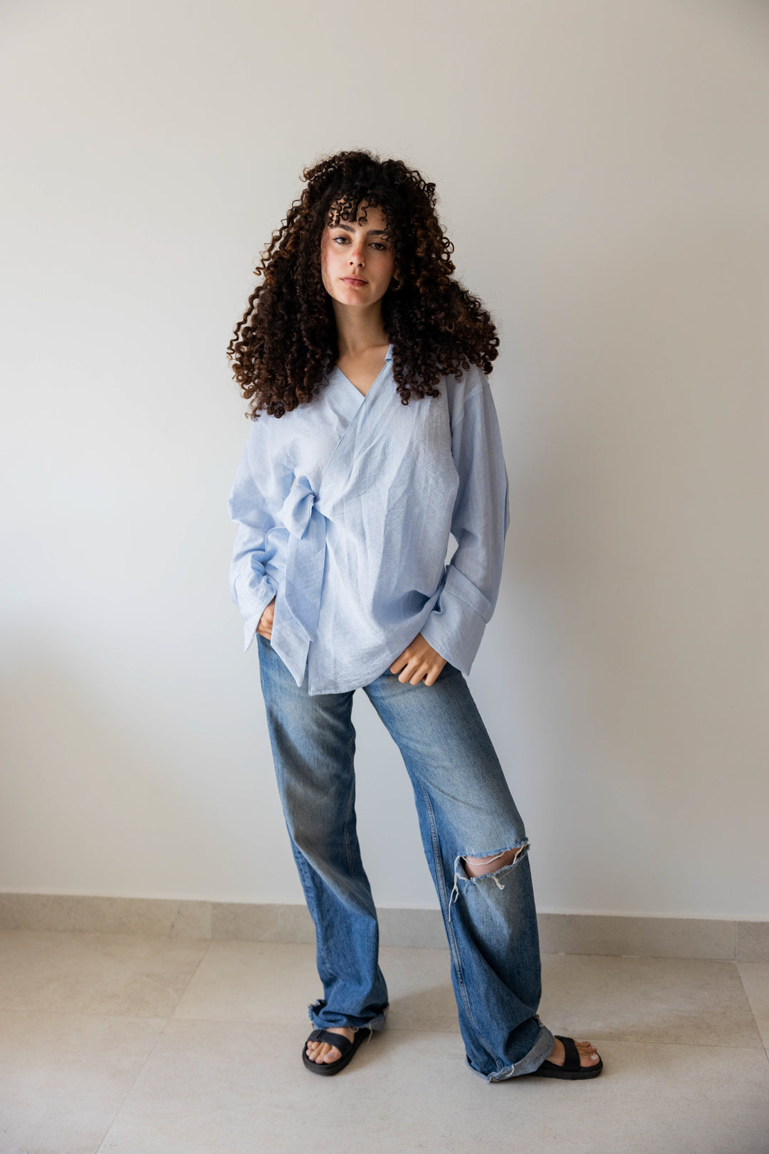 Wrap Shirt In Light Blue