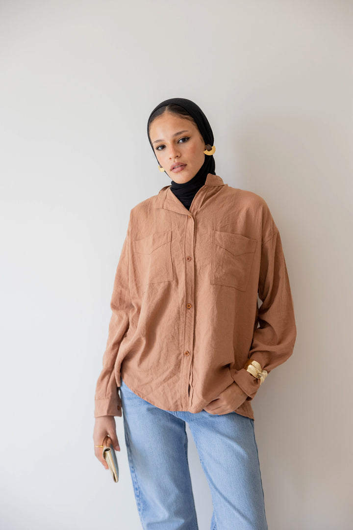 The Linen Shirt In caramel