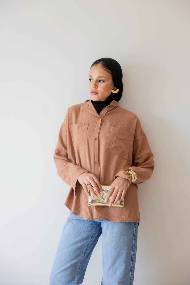 The Linen Shirt In caramel