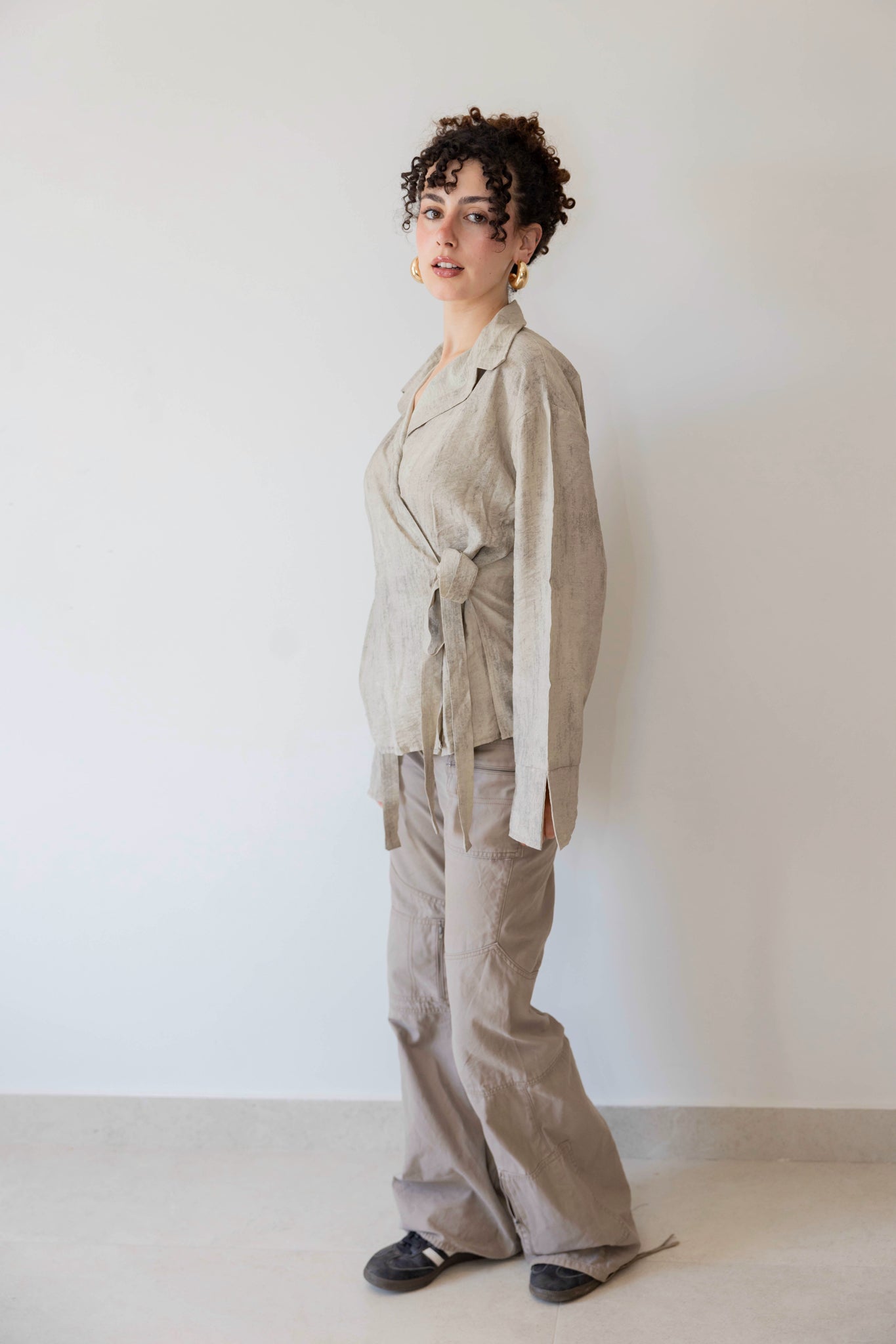 Marble Cross Shirt In Sand Beige