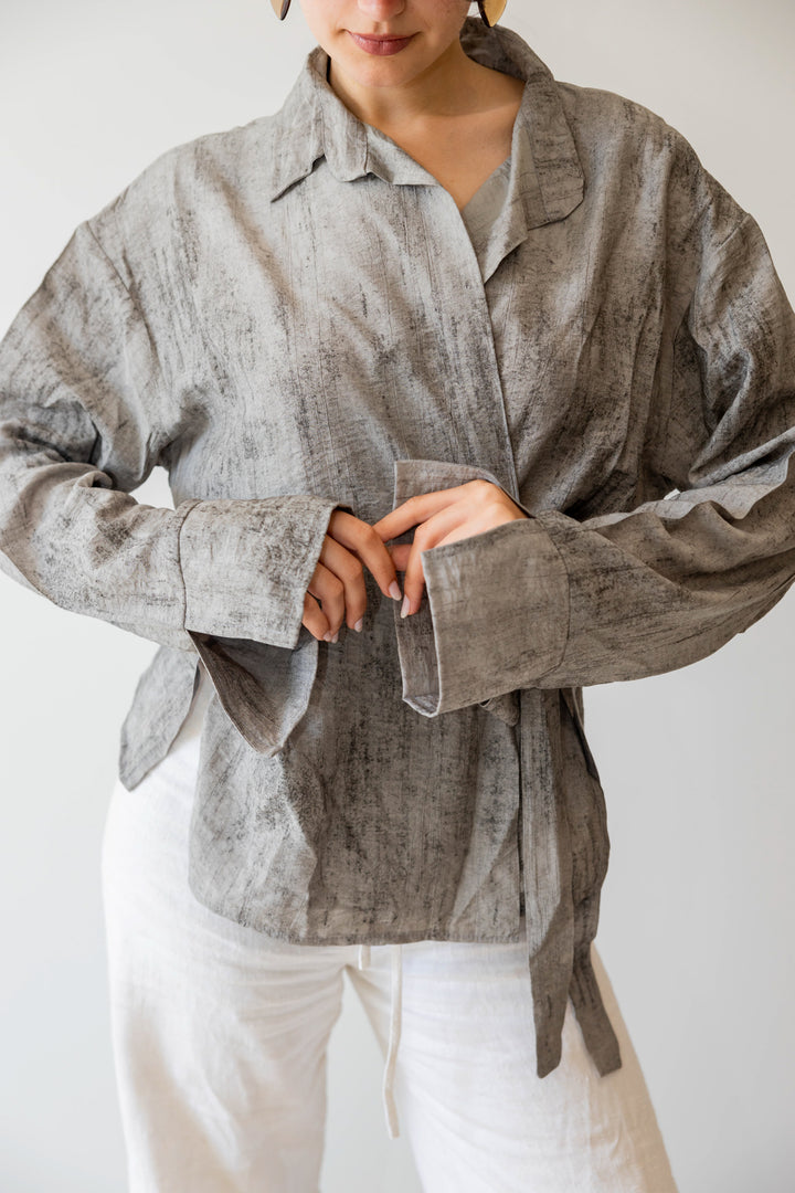 Marble Cross Shirt In Stone Grey