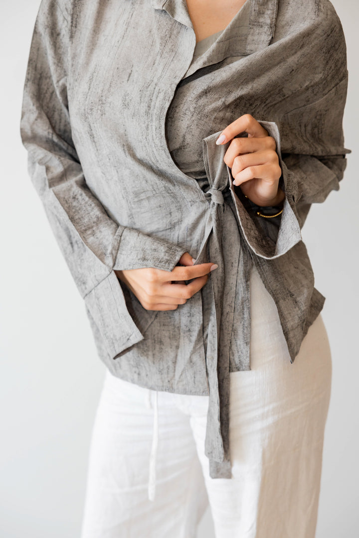 Marble Cross Shirt In Stone Grey