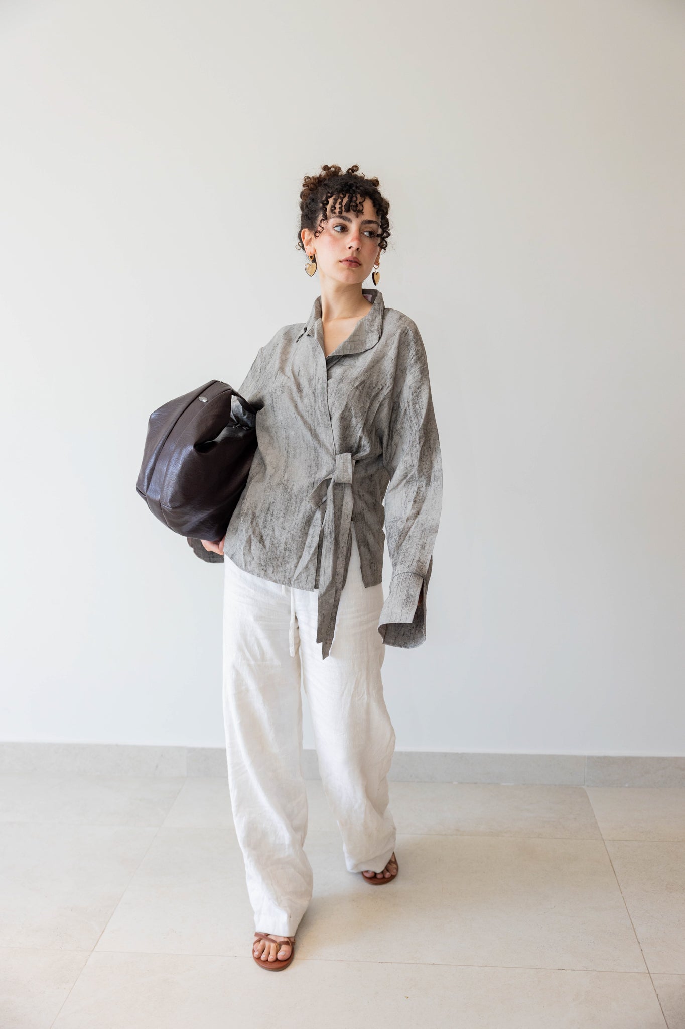 Marble Cross Shirt In Stone Grey