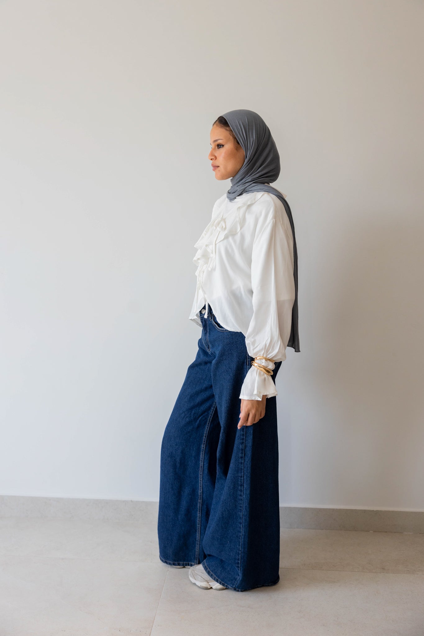 Off White Ruffle Blouse