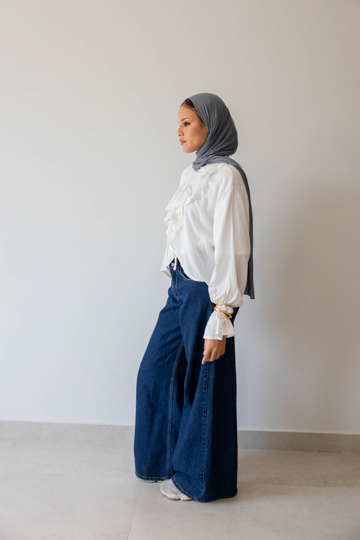 Off White Ruffle Blouse