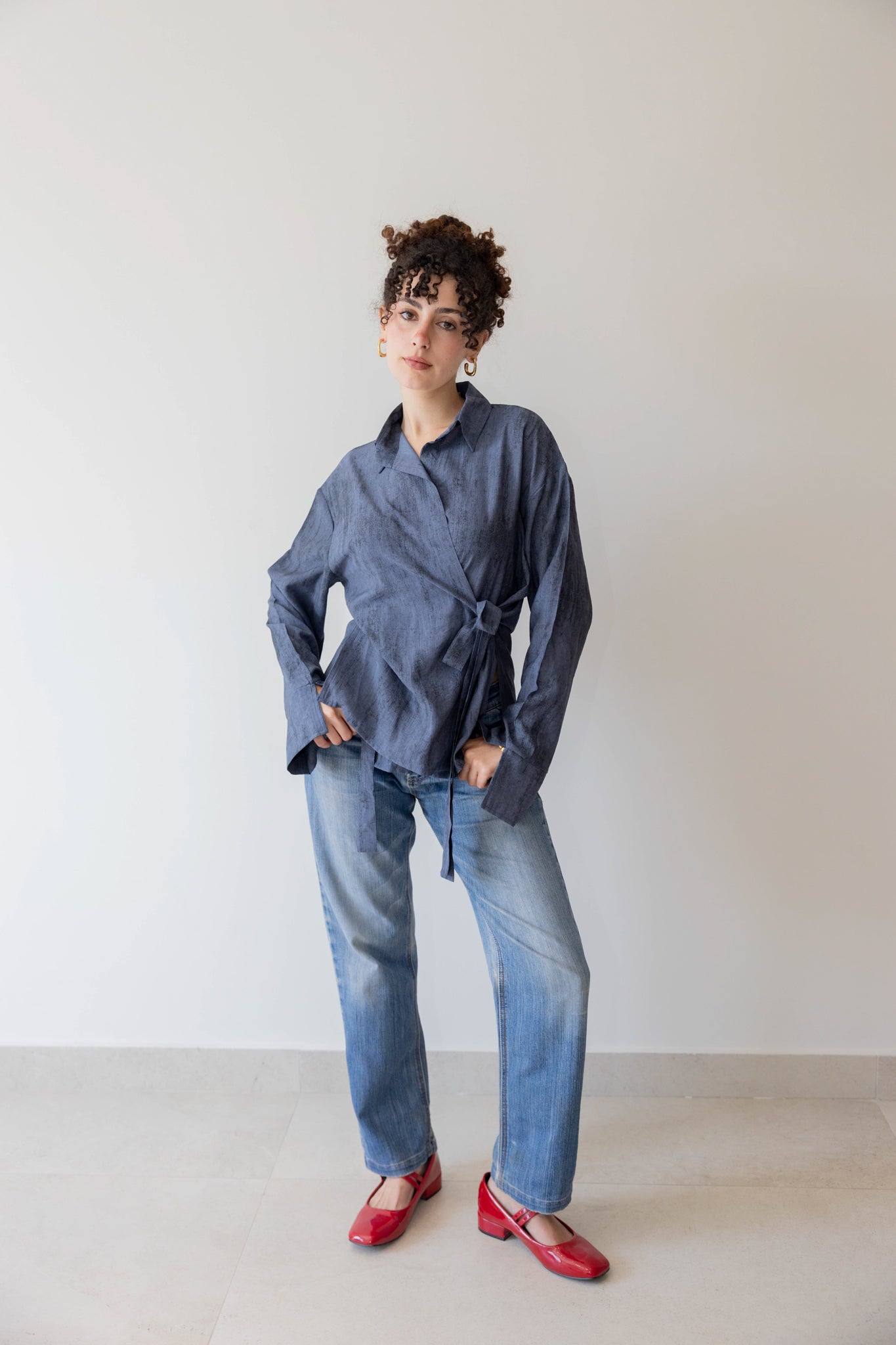 Marble Cross Shirt In Space Blue
