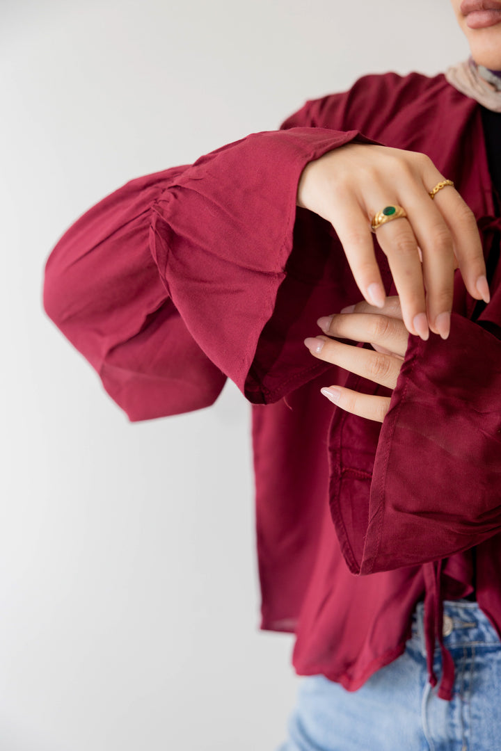 Maroon Ruffle Blouse
