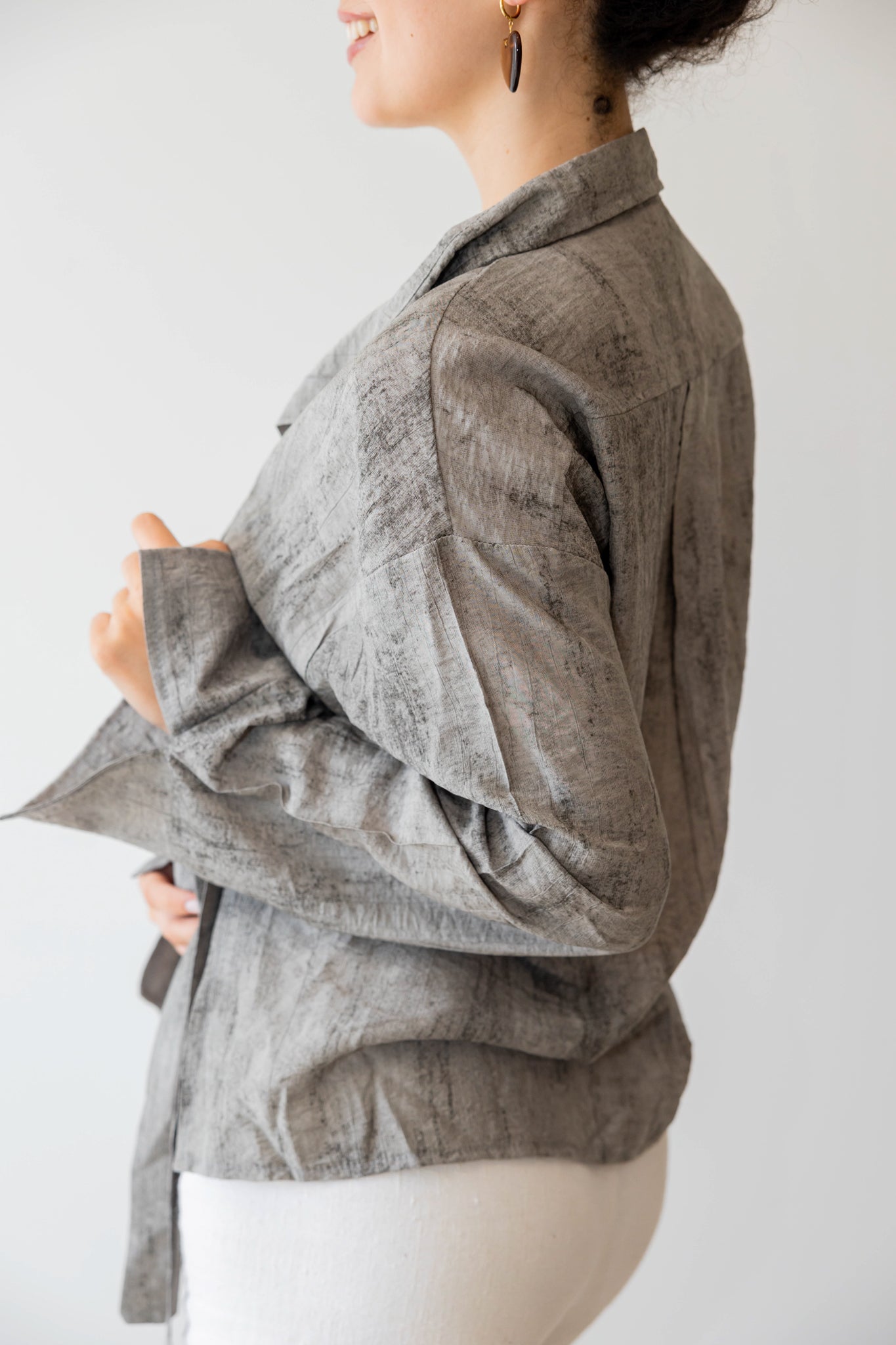 Marble Cross Shirt In Stone Grey