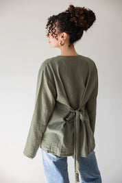 Olive Buttoned Linen Shirt