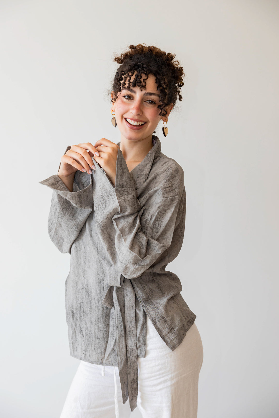 Marble Cross Shirt In Stone Grey