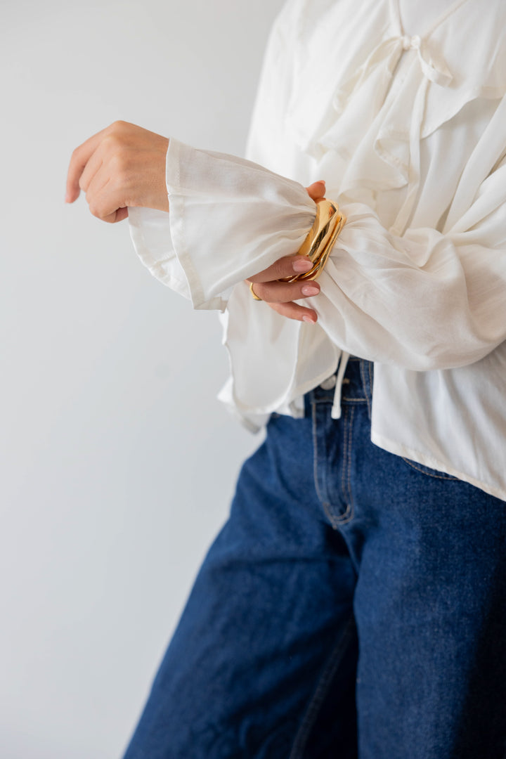 Off White Ruffle Blouse