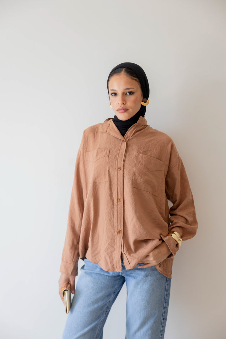 The Linen Shirt In caramel