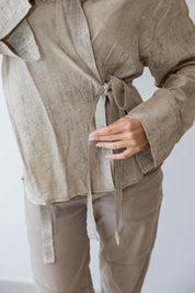 Marble Cross Shirt In Sand Beige