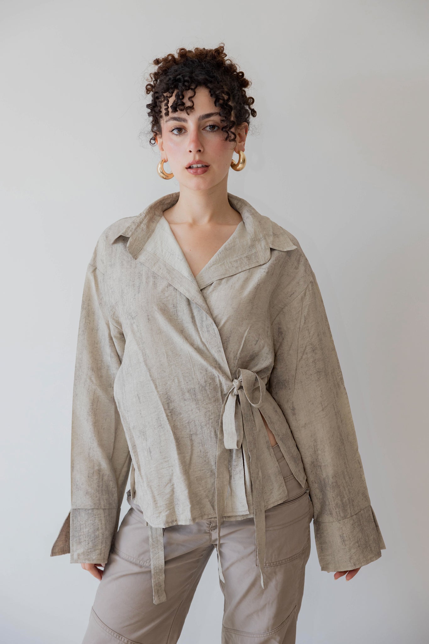 Marble Cross Shirt In Sand Beige